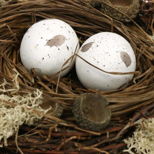 Article Nid de Pâques avec oeufs nature artificielle, décoration de table de Pâques blanche Ø19cm