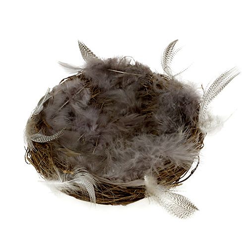 Floristik24 Nid avec plumes 15cm naturel 4pcs