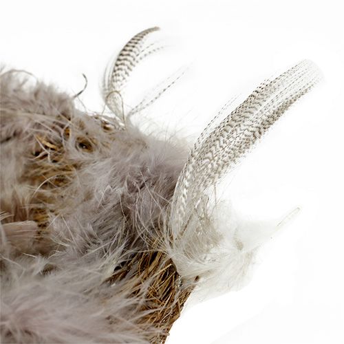 Article Nid avec plumes 15cm naturel 4pcs