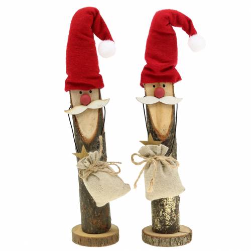 Déco Père Noël bois 21cm 2pcs