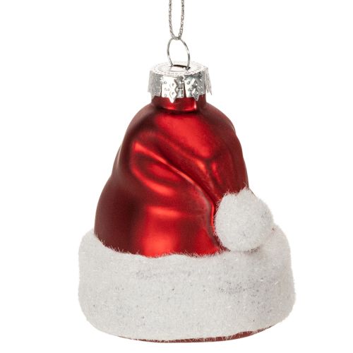 Boules de Noël en verre 8cm chapeau de Père Noël rouge et blanc, lot de 6 acheter | Floristik24.fr