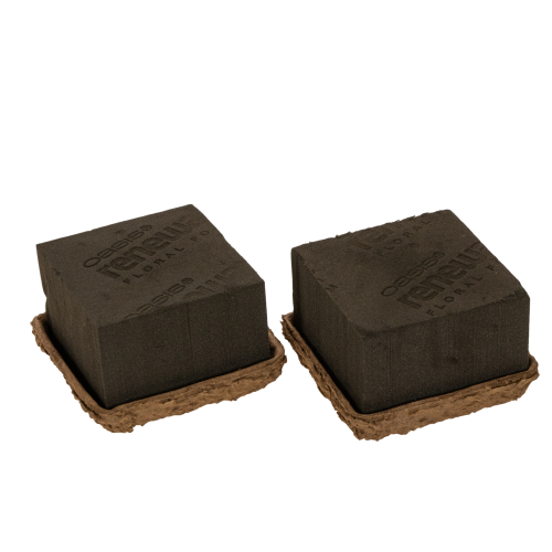 Mousse florale OASIS® Renewal® Biolit® 2 demi-briques 12 × 12 × 8 cm, brunes | Floristik24.fr