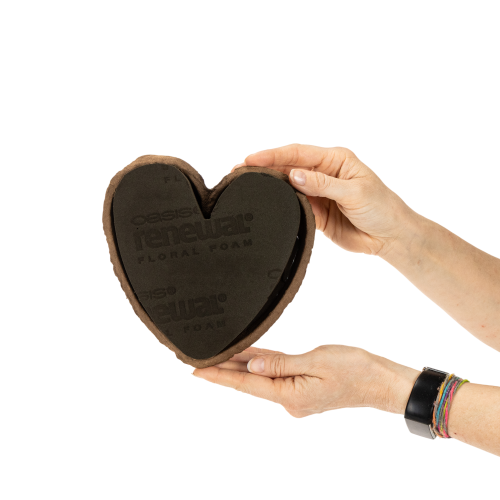 Cœur en mousse florale OASIS® Renewal® Biolit®, 18 cm, brun, pour compositions florales, lot de 2 | Floristik24.fr