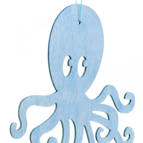 Article Pieuvre à suspendre pieuvre en bois bleu, blanc Décoration d&#39;été maritime 8pcs