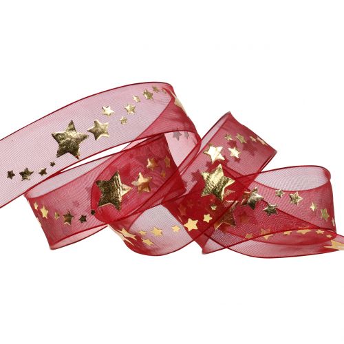 Ruban décoratif en organza avec motif étoile 25 mm 20 m