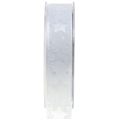Ruban d'organza avec motif étoile blanc 25mm 15m | Floristik24.fr