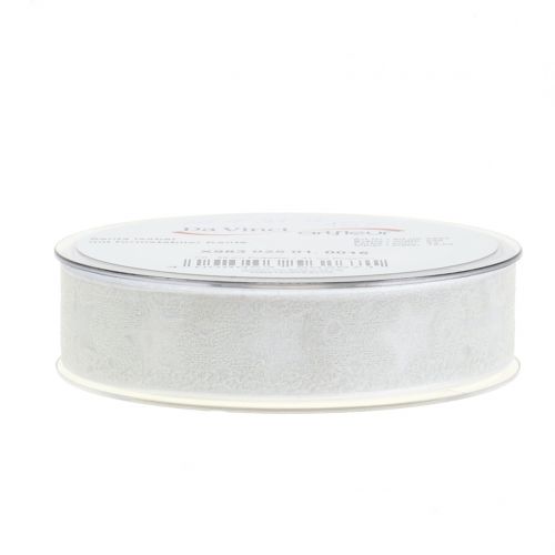 Ruban d'organza avec motif étoile blanc 25mm 15m | Floristik24.fr