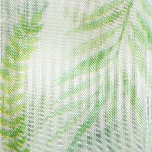 Article Ruban d'organza, ruban de mousseline, vert à motifs de feuilles, 40 mm de large, 15 m de long