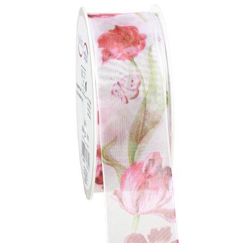 Article Ruban organza ruban mousseline perroquet tulipes rouge 40mm 18m
