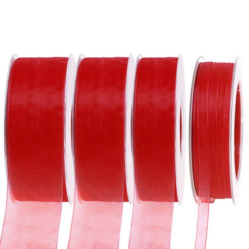 Floristik24 Ruban organza ruban cadeau ruban décoratif lisière rouge 50 m