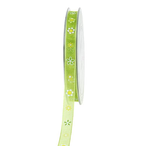 Ruban en organza vert avec motif 10 mm 20 m