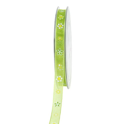 Floristik24 Ruban en organza vert avec motif 10 mm 20 m