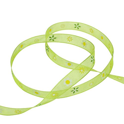 Article Ruban en organza vert avec motif 10 mm 20 m