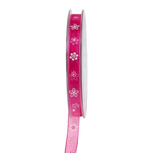 Floristik24 Ruban en organza fuchsia avec motif 10 mm 20 m