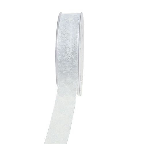 Floristik24 Ruban d'organza noel blanc 25mm 20m
