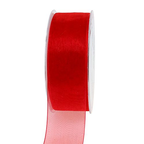 Floristik24 Ruban organza avec lisière 4cm 50m rouge