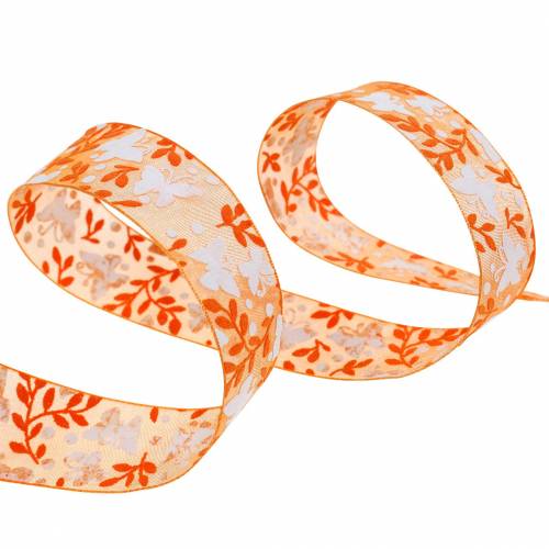 Floristik24 Ruban organza papillons 25mm ruban décoratif orange ruban cadeau 20m