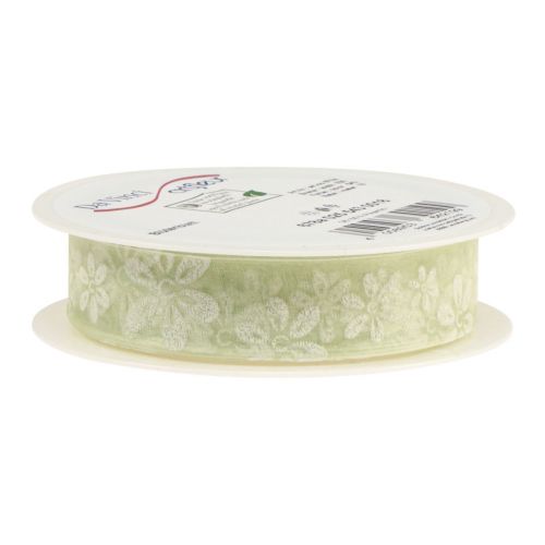 Article Ruban organza fleurs ruban cadeau vert 25mm 18m