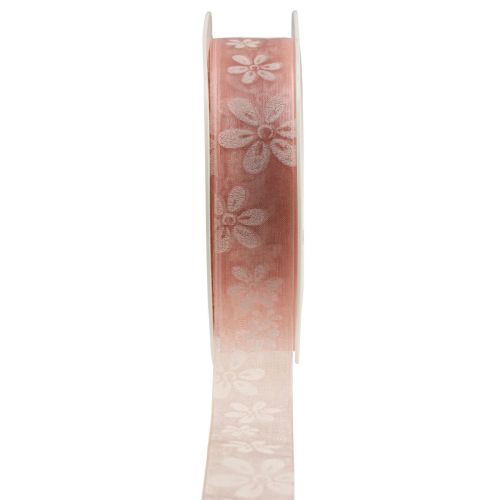 Floristik24 Ruban organza fleurs ruban cadeau rose 25mm 18m