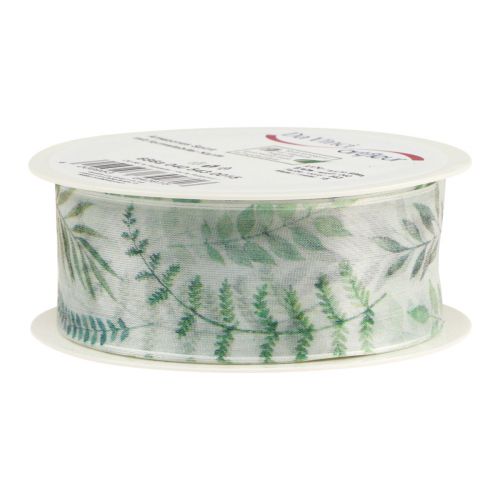 Article Ruban organza ruban mousseline feuilles branches vert 40mm 15m