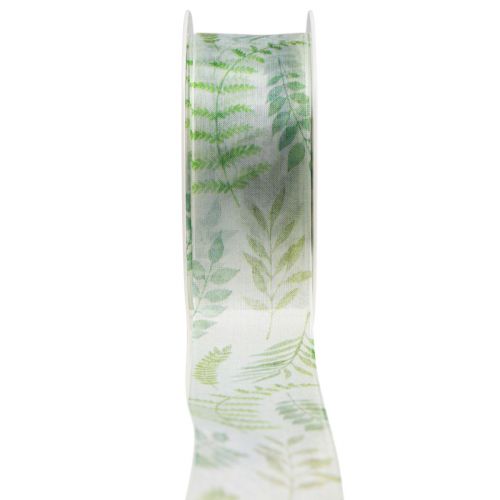 Article Ruban organza ruban mousseline vrilles de feuilles vertes 40mm 15m