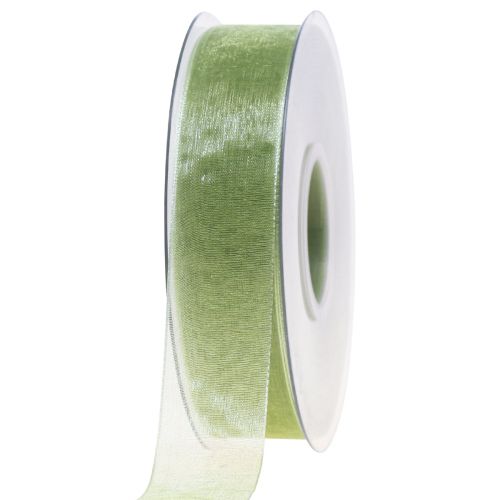 Ruban organza vert lisière cadeau vert citron 25 mm 50 m