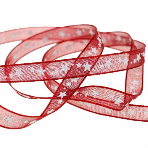 Article Ruban organza avec étoile rouge foncé 6mm 20m