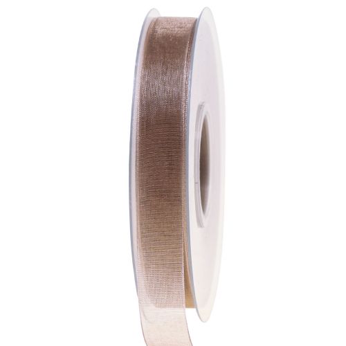 Floristik24 Ruban organza ruban cadeau ruban beige selvedge taupe 15mm 50m