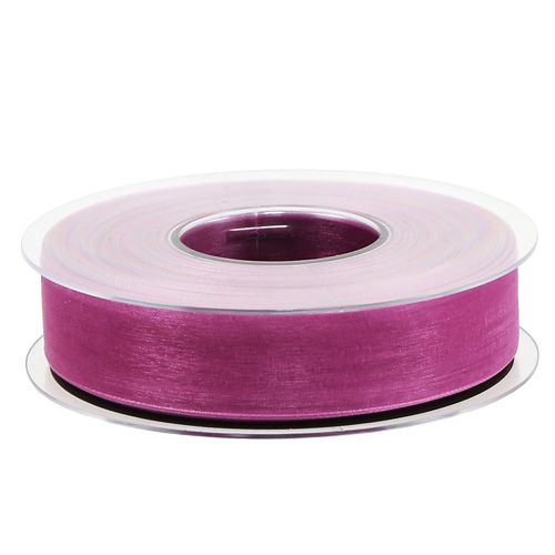 Floristik24 Ruban organza aubergine 25mm 50m