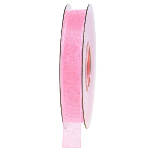 Floristik24 Ruban organza ruban cadeau ruban rose lisière 15mm 50m