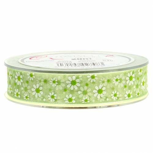 Floristik24 Ruban organza vert à fleurs 20mm 20m