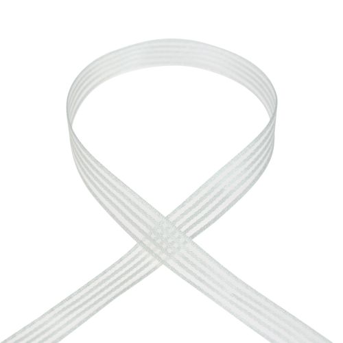 Article Ruban organza à rayures ruban cadeau blanc 15mm 20m