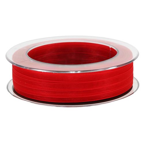 Article Ruban organza avec lisière rouge 7mm 50m
