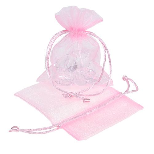 Floristik24 Sachet organza rose 12x9cm 10p