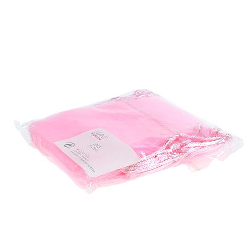 Floristik24 Sachet organza rose 12x9cm 10p