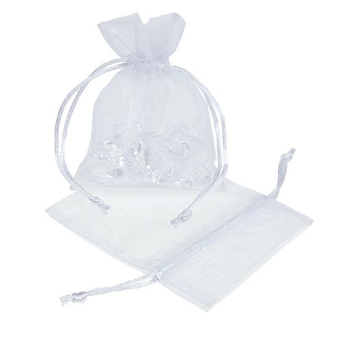 Floristik24 Sachet organza blanc 12x9cm 10p