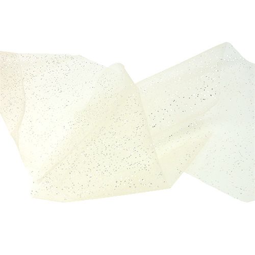 Article Tissu organza crème avec paillettes 15 x 500 cm