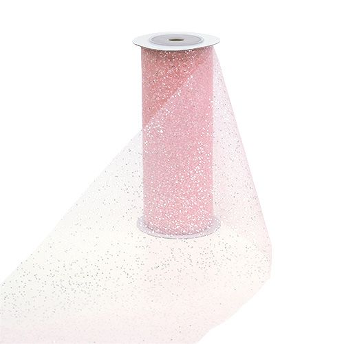 Floristik24 Tissu organza 15 x 500 cm rose avec paillettes