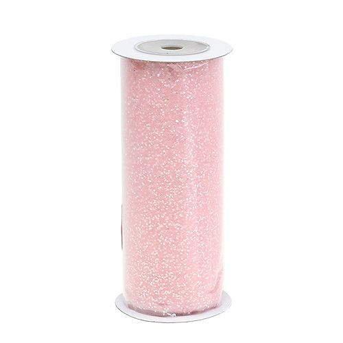 Floristik24 Tissu organza 15 x 500 cm rose avec paillettes