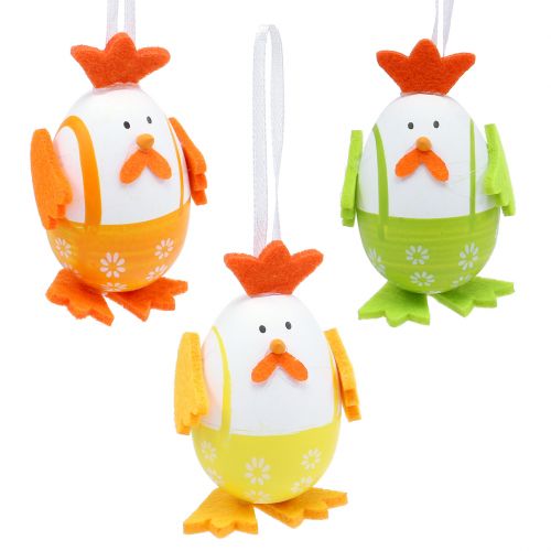 Oeuf peint en coq à suspendre dans le mélange 7,5cm 12 pcs