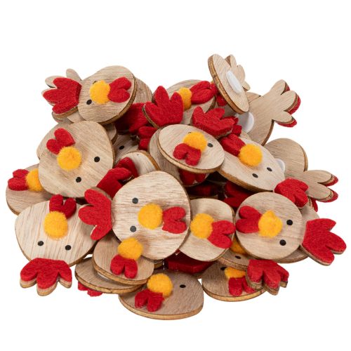 Floristik24 Poulet en bois avec pastilles adhésives, décoration de Pâques artisanale, décoration de table créative, style champêtre, 5 cm, 36 pièces