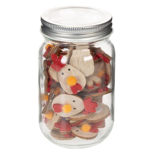 Article Poulet en bois avec pastilles adhésives, décoration de Pâques artisanale, décoration de table créative, style champêtre, 5 cm, 36 pièces