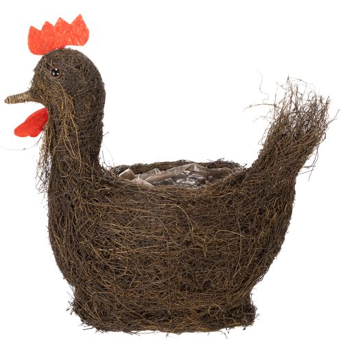 Article Panier de Pâques décoratif avec guirlandes et poules, 36 cm