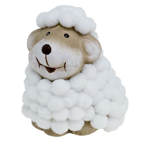 Floristik24 Décoration de Pâques mouton décoratif 7,5cm blanc-gris 1p