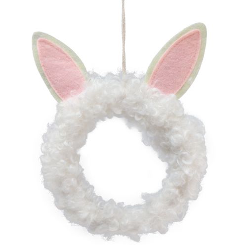 Décoration de Pâques anneau décoratif oreilles de lapin décoration de porte blanc Ø13cm 4pcs
