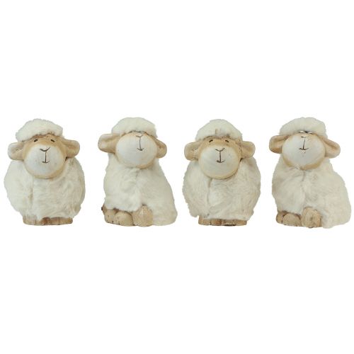 Article Décoration de Pâques mouton décoration en céramique crème de Pâques 9,5×6×9cm 4 pcs