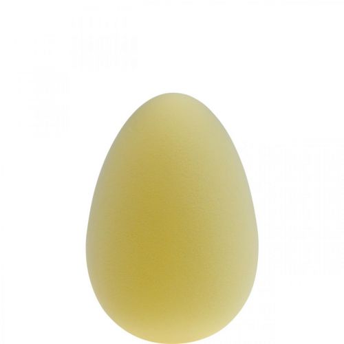 Oeuf de Pâques décoration oeuf plastique jaune clair floqué 25cm