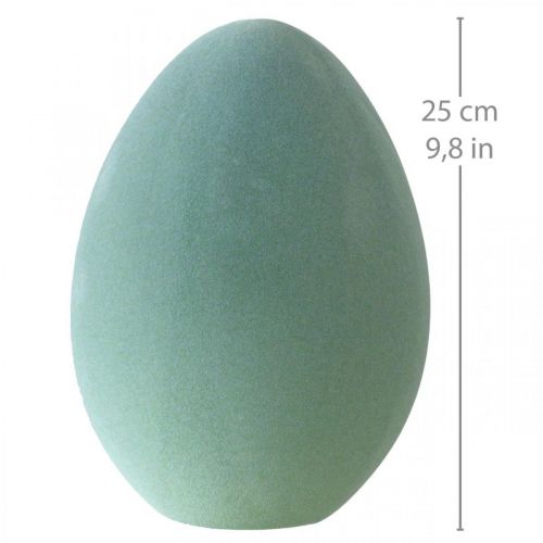 Floristik24 Oeuf de Pâques plastique gris-vert déco oeuf vert floqué 25cm