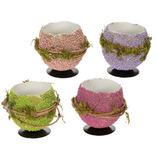Floristik24 Bol décoratif en forme d'œuf de Pâques, idéal pour la décoration de table printanière ou pascale, 9 cm, lot de 4.