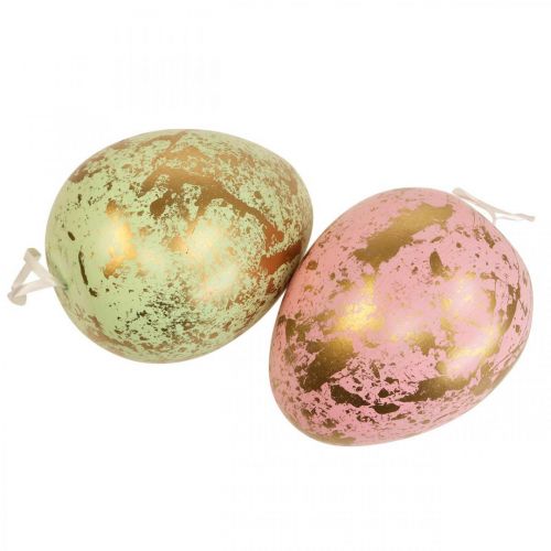 Oeuf de Pâques à suspendre oeufs déco rose, vert, or 12cm 4pcs